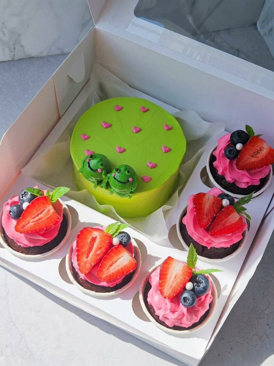 Набор Бенто - торт с капкейками «Лягушачья любовь»